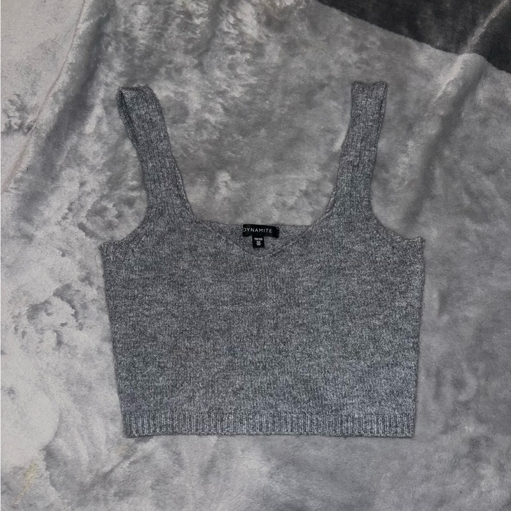 Dynamite Gray Knit Crop Top